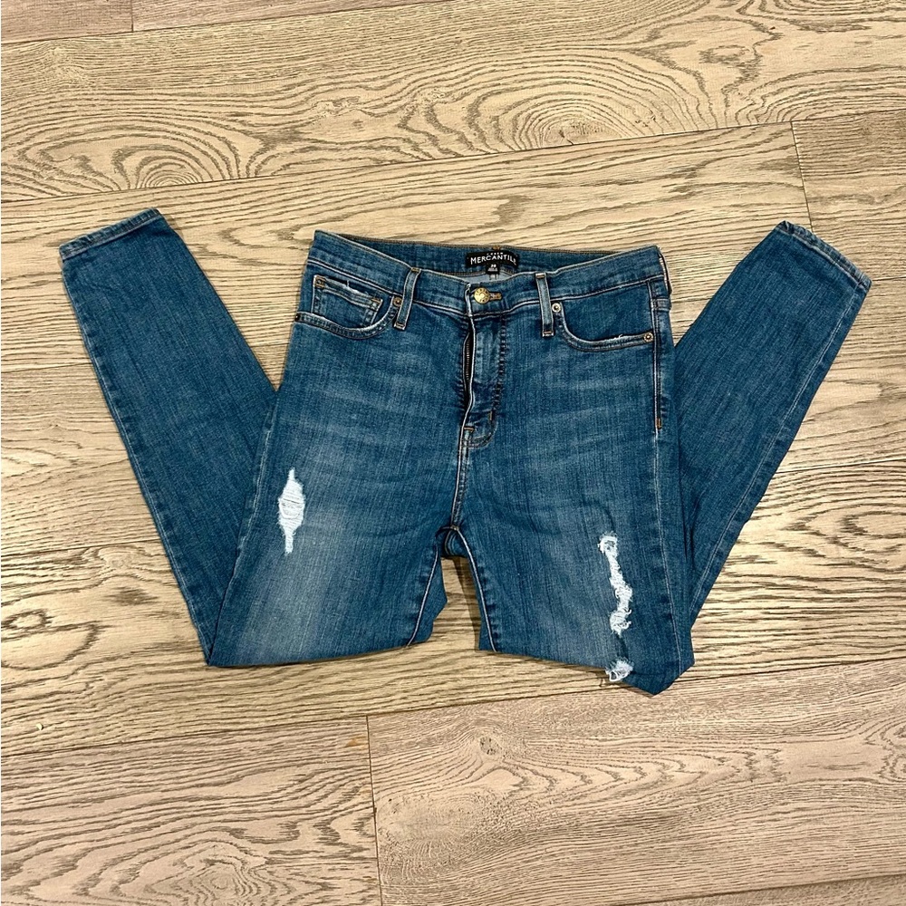 J. Crew Women's Distressed Blue Skinny Jeans - Picture 2 of 4